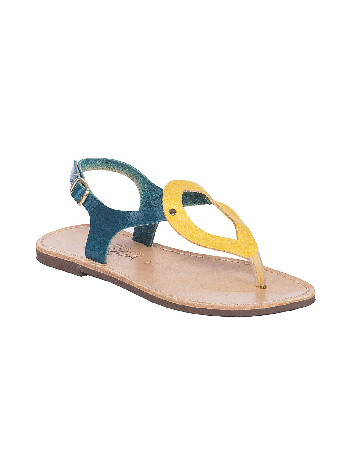 Ioanna Green/Yellow Greek Leather Sandals