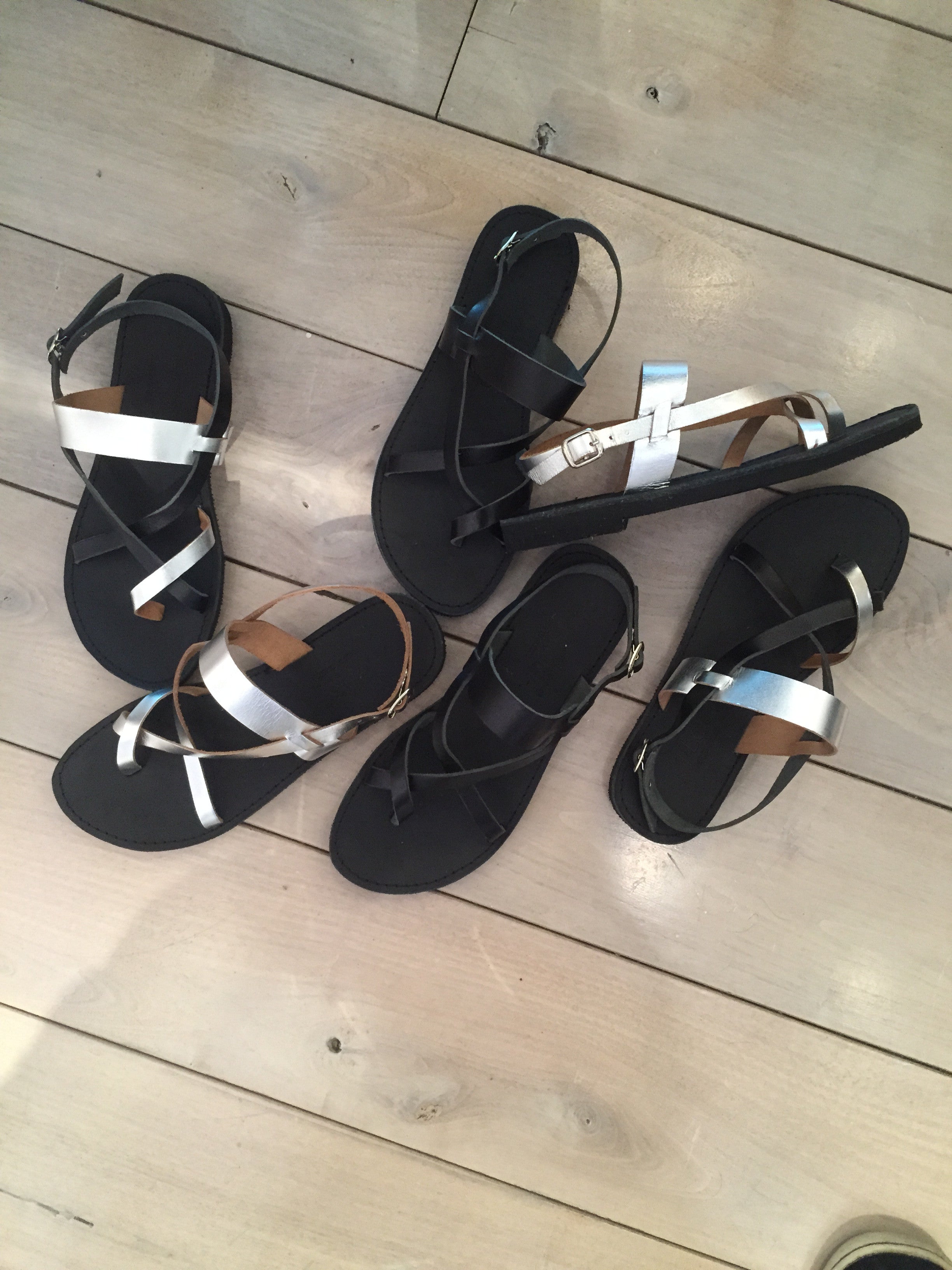 Iphigenia Greek Leather Sandals - Black