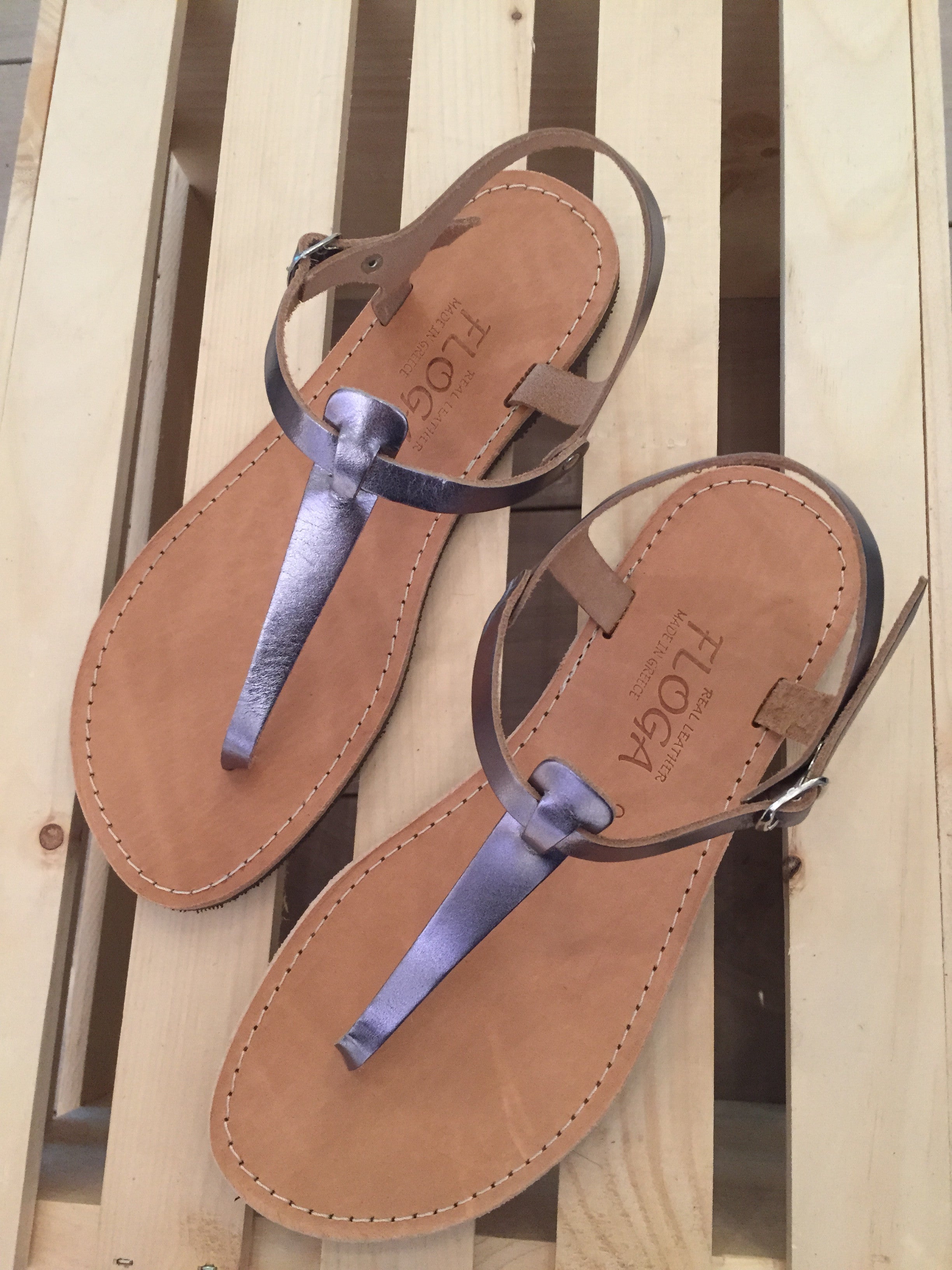 Despoina Greek Leather Sandals - Silver