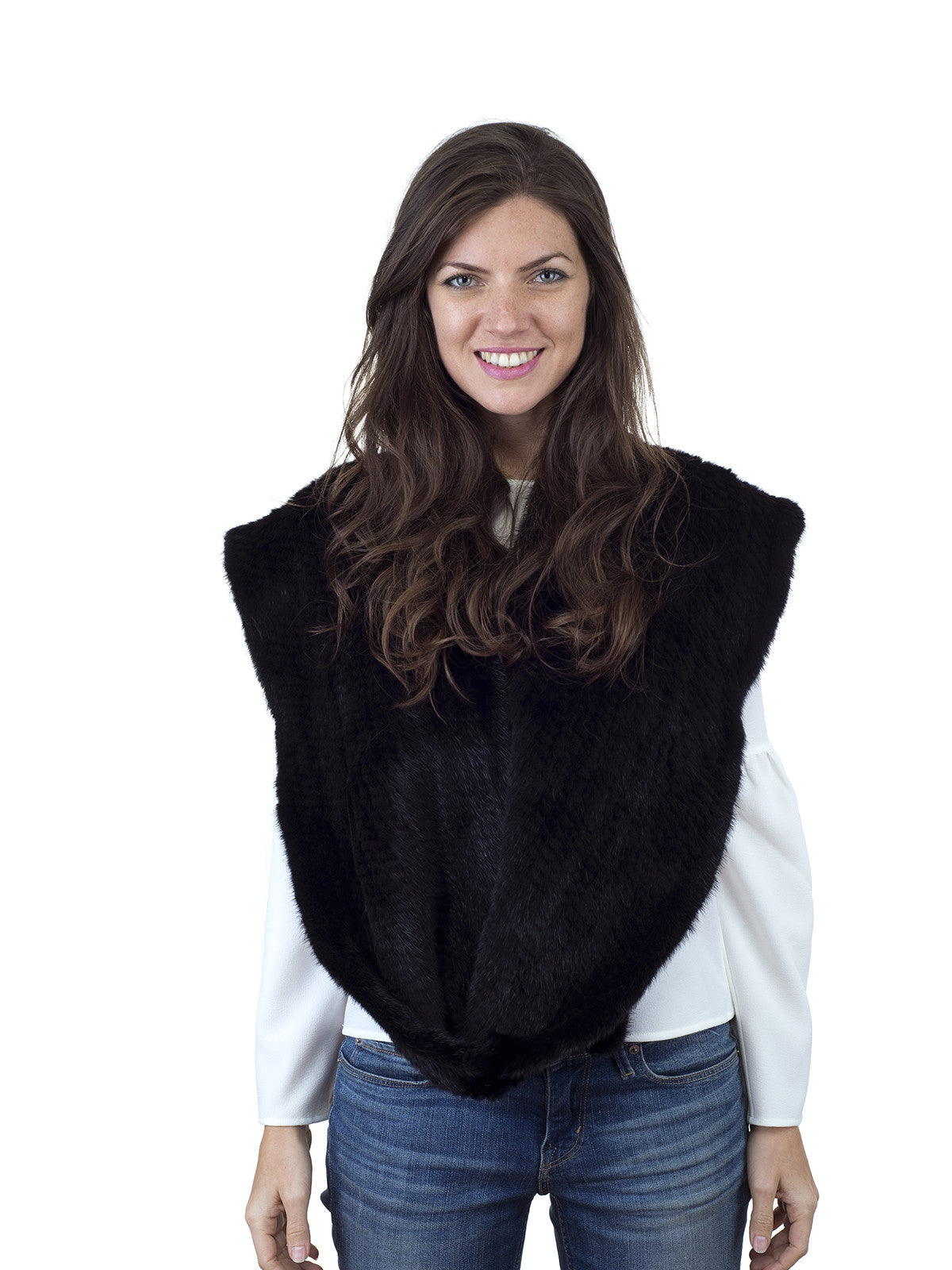 Black Mink Hood with Wide Infinity Scarf