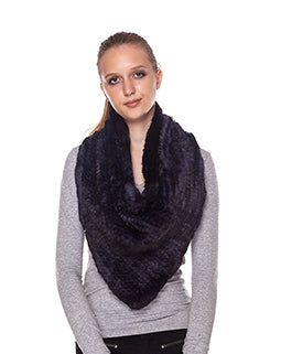 V Shaped Infinity Scarf Snood Rex Rabbit Fur