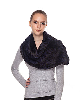 V Shaped Infinity Scarf Snood Rex Rabbit Fur