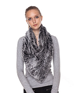 V Shaped Infinity Scarf Snood Rex Rabbit Fur