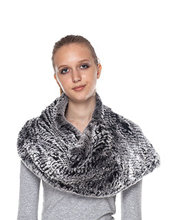 V Shaped Infinity Scarf Snood Rex Rabbit Fur