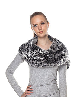 V Shaped Infinity Scarf Snood Rex Rabbit Fur