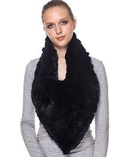 V Shaped Infinity Scarf Snood Rex Rabbit Fur