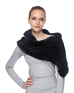 V Shaped Infinity Scarf Snood Rex Rabbit Fur