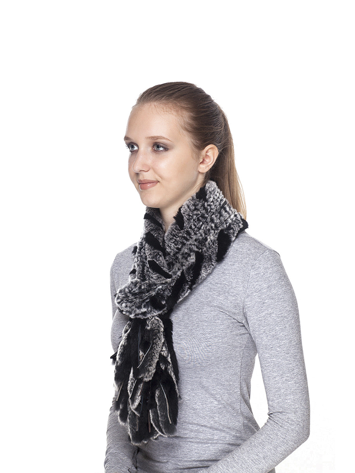 Grey-Black Rex Rabbit Scarf