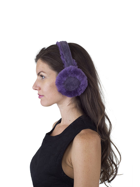 Merino Shearling Sheepskin Purple Earmuff