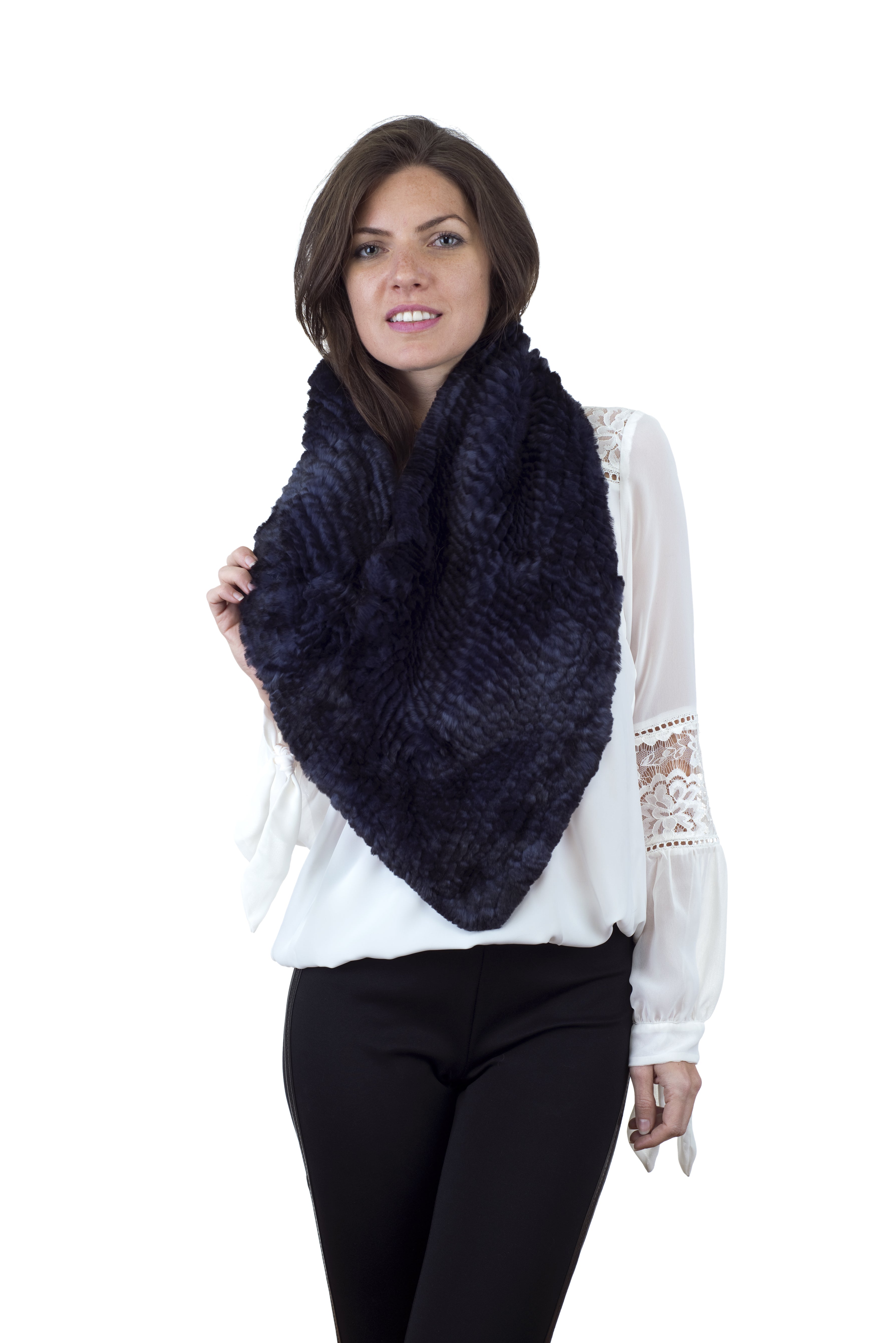 V Shaped Infinity Scarf Snood Rex Rabbit Fur