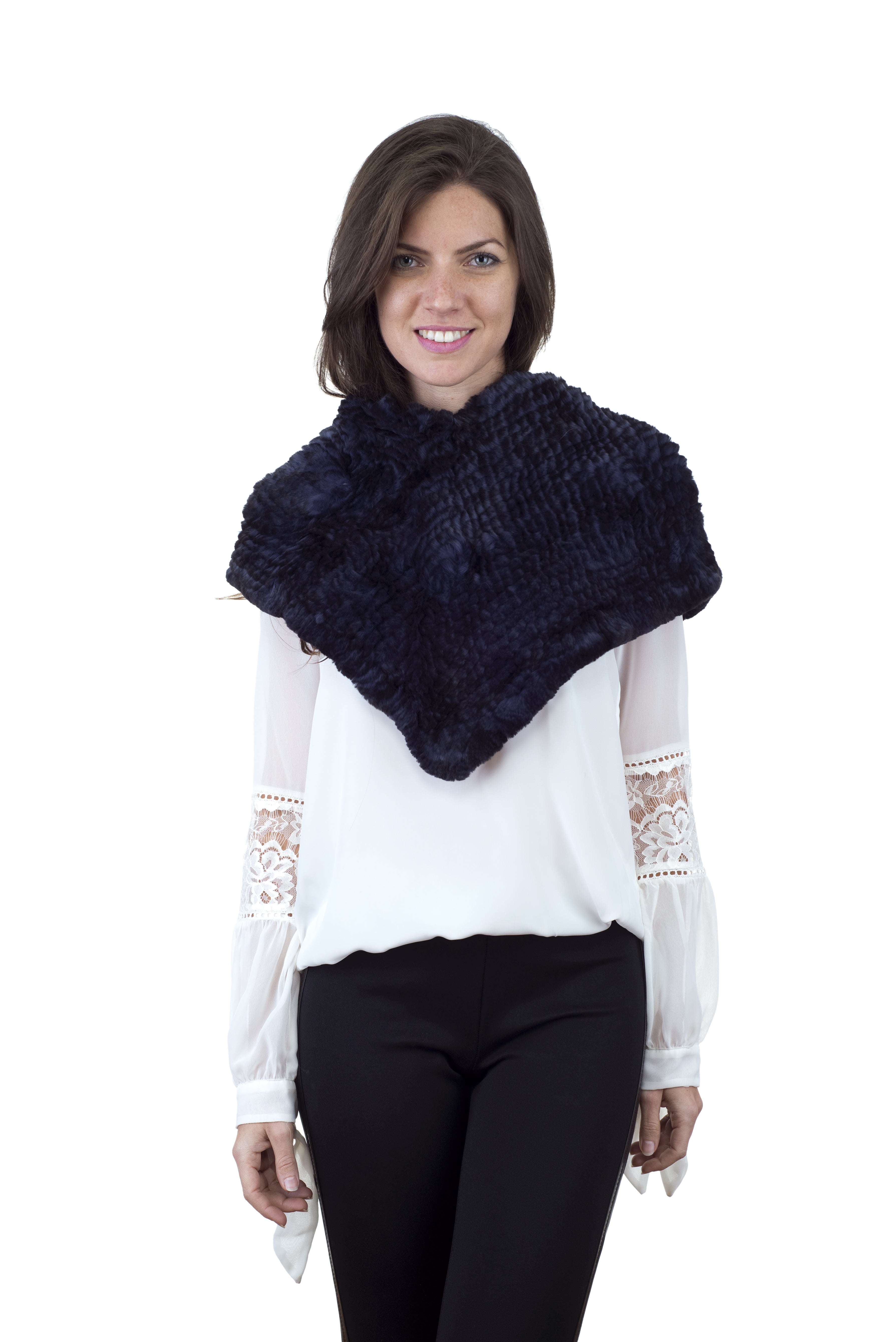 V Shaped Infinity Scarf Snood Rex Rabbit Fur