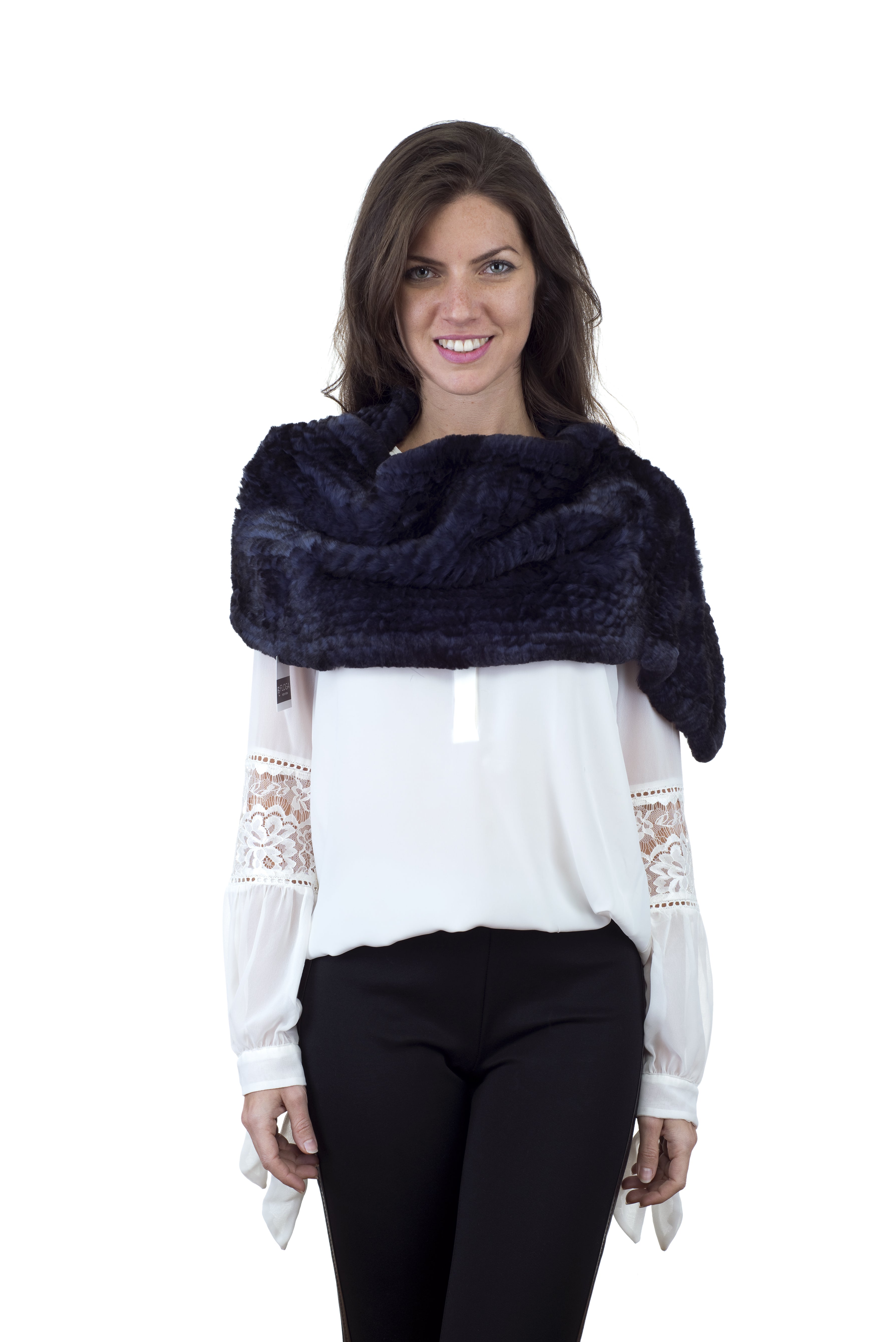 V Shaped Infinity Scarf Snood Rex Rabbit Fur