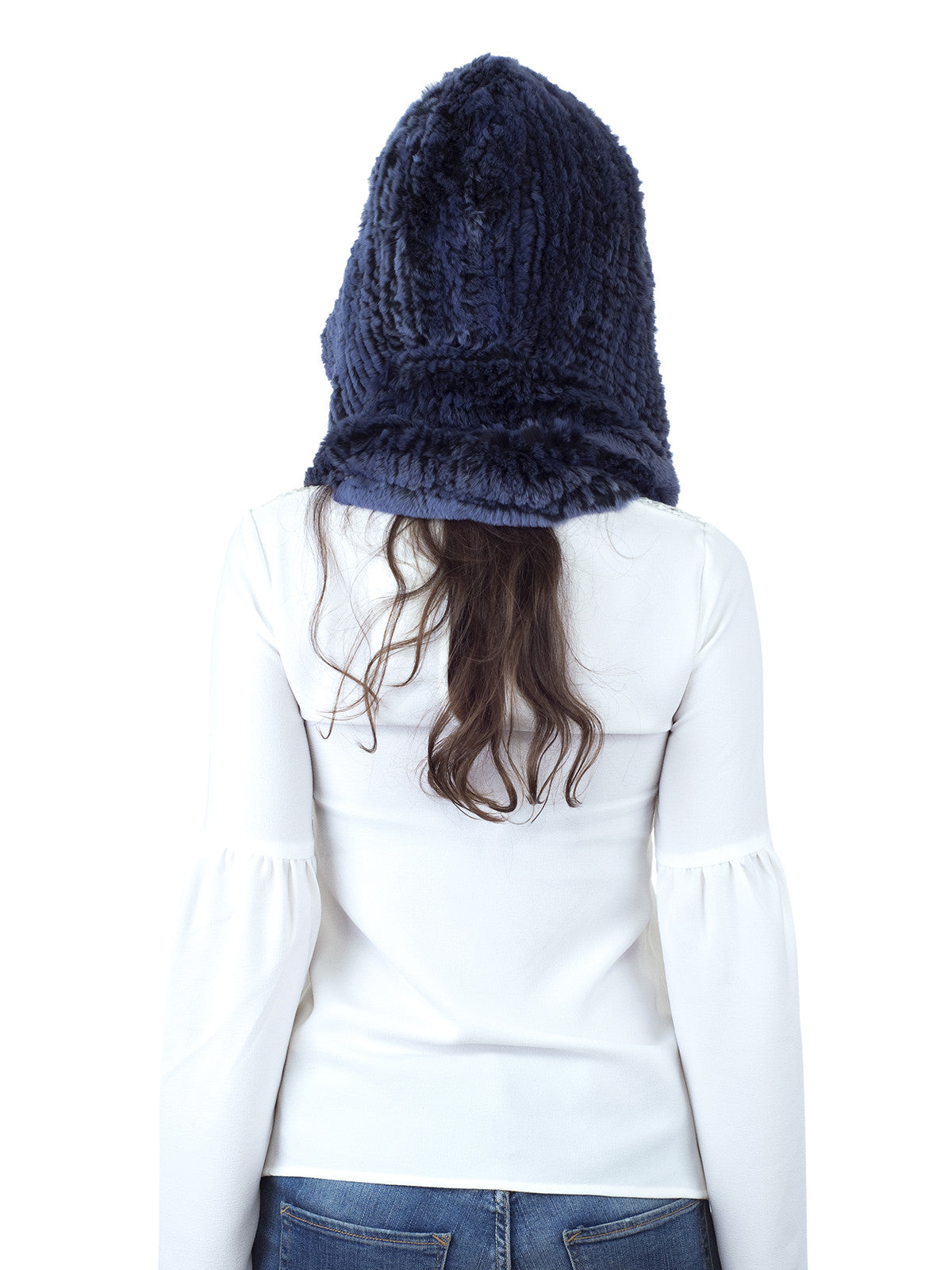 Blue Rex Rabbit Hood with Wide Infinity Scarf