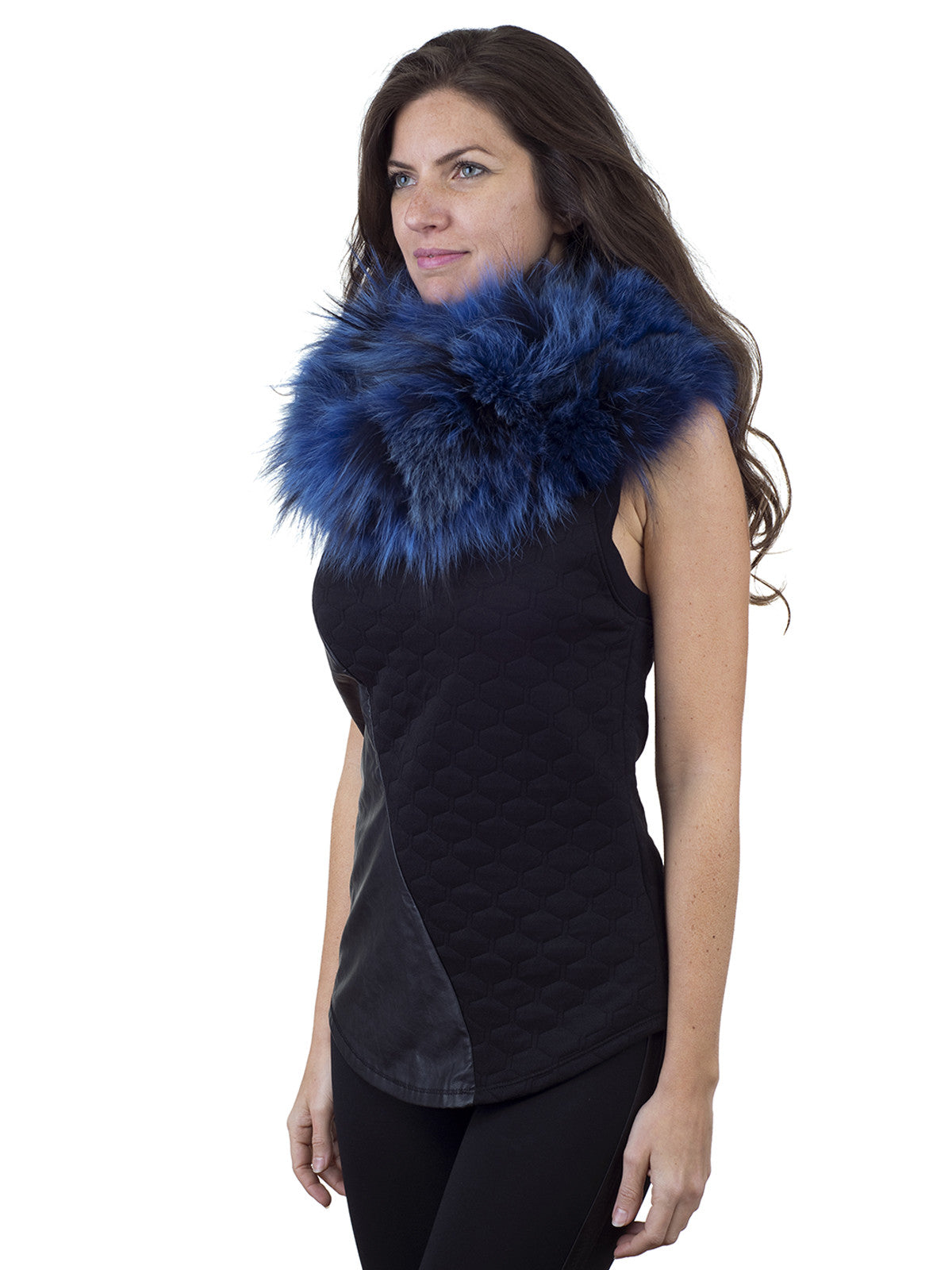 Blue Infinity Fox Scarf with Black Highlights