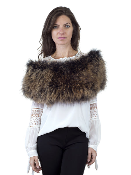 Natural Elastic Finn Raccoon Knitted Fur Snood